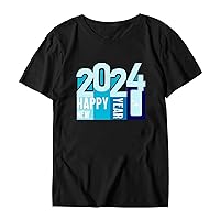 Womens Blouses and Tops Dressy with Bow Women Round Neck Short Sleeve Printing New Year Casual Tops T Shirt Te