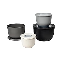 by TarHong Stackable Mixing Bowl Set with Lids for Mixing and Kitchen Storage, Set of 4, Assorted colors of Cream,Taupe, Gray and Black