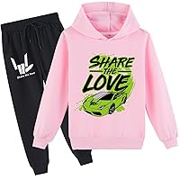 Unisex Kid Share The Love Baggy Long Sleeve Hoodie and Jogger Pants Set-Comfy Sweat Suit for 2-16 Years