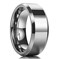 King Will BASIC Men's 4mm/5mm/6mm/7mm/8mm Tungsten Carbide Ring Polished Plain Comfort Fit Wedding Engagement Band
