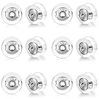 18K Gold Locking Secure Earring Backs for Studs, Silicone Earring Backs Replacements for Studs/Droopy Ears, No-Irritate Hypoallergenice Earring Backs for Adults&Kids (White Gold)