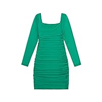 SOLY HUX Girl's Square Neck Long Sleeve Ruched Bodycon Mini Dress