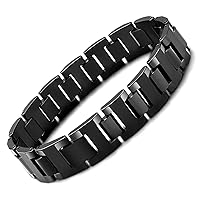 Urban Jewelry Mens Link Bracelet, Stylish Solid Tungsten Bracelet for Men (8.3 Inches, Matte Black, Shiny Black and Silver Option)