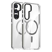Case for Samsung Galaxy S24ultra/S24plus/S24, Magnetic Clear Case Anti-Yellowing Non-Slip Hard PC Phone Cover Wireless Charging,Grey,S24 (Grey,S24 Ultra)