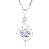 .925 Sterling Silver Brilliance in Motion 3.5mm Dancing Gemstone Infinity Twist Pendant Necklace with 18