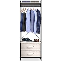 Sorbus Clothing Rack with Drawers - Clothes Stand Dresser - Wood Top, Steel Frame, & Fabric Drawers - Tall Closet Storage Organizer - Garment Rack for Hanging Shirts, Dresses, & Jackets