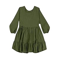 Toddler Kids Baby Girl Dress Long Sleeve Solid Color Casual Dresses Soft and Warm Dress Clothes First Birthday Dresses
