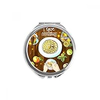 I love cooking eggs Honey Hand Compact Mirror Round Portable Pocket Glass
