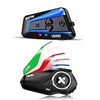 LEXIN B4FM Motorcycle Bluetooth Headset Single Pack, Bundle with G1 (𝐍𝐨 𝐈𝐧𝐭𝐞𝐫𝐜𝐨𝐦 𝐅𝐮𝐧𝐜𝐭𝐢𝐨𝐧𝐬) Helmet Speakers with Mcrophones, Widely Compatible with Snowmobile/ATV/Dirt Bike Helmets