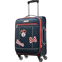 Disney Softside Luggage with Spinner Wheels, Minnie Mouse Denim, 21-Inch