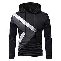 Sweatshirt For Men,Men's Hoodies Patchwork Pullover Color Block Casual Sport Sweatshirts Drawstring Top With Pocket