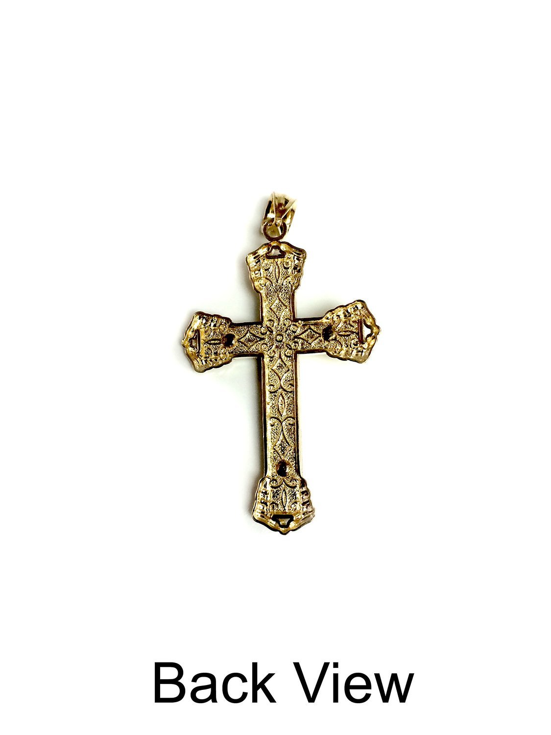 Jewelry Affairs 14k Yellow Gold And Black Enamel Crucifix Jesus Religious Cross Mens Charm Pendant