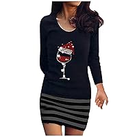 Women's Christmas Maternity Dress Fashion Loose Dresses Print Round Neck Long Sleeve Snowman Shirts Dress, S-2XL