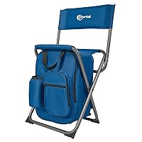 PORTAL Backpack Cooler Chair Fishing Chairs with Backrest Folding Camping Stool Compact for Outdoors Hiking Hunting Travel, Supports 225 lbs