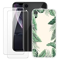 iPhone XR Case + 2PCS Screen Protector Tempered Glass, Ultra Thin Bumper Shockproof Soft TPU Silicone Cover Case for iPhone XR (6.1”)