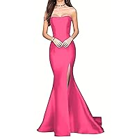 Women's Strapless High Split Formal Evening Party Gowns