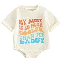 Infant Boy Girl Short Sleeve Romper Aunt Baby Clothes Funny Auntie Gift Newborn Baby Summer T Shirt (Aunt Cooler Than Daddy, 6-12 Months)