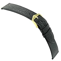17mm Hirsch Black Saddle Genuine Leather Unstitched Flat Watch Band