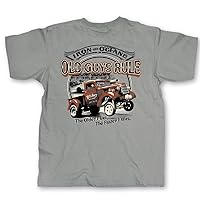 OLD GUYS RULE Men's Graphic T-Shirt, Iron and Octane - Father's Day, Birthday Gift - Novelty Tee for Classic Car Truck Lovers