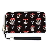 Different Mushrooms Women's Wristlet Clutch Purse Handheld Wallet Travel Handbag with Credit Card Holder for Men