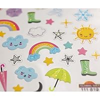 Stickers - Weather and Rainbow - Glitter - 1,8 cm