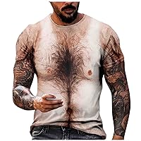 Mens Tee Shirts 3D Muscle Printed Shirts for Men Big and Tall Short Sleeves Funny Muscle T-Shirt Casual Summer Tees
