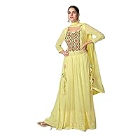 Yellow Haldi Ceremony Special Woman Gown Dress Georgette Anarkali Suit 3850