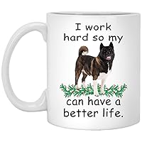 Funny Pet Lover Gifts Akita Brindle Can Live Better Christmas 2023 Gifts White Coffee Mug White 11oz