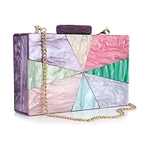 YYW Acrylic Clutch Purses for Women Wedding : Multicolor Evening Crossbody Bag Marbling Handbags with Detachable Chain