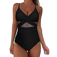 1 Piece Swimsuits for Women Tummy Control One Shoulder Black Swimsuits for Women Tummy Control