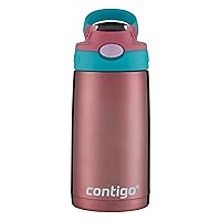 Contigo Aubrey Kids Stainless Steel Water Bottle with Spill-Proof Lid, Cleanable 13oz Kids Water Bottle Keeps Drinks Cold up to 14 Hours, Punch