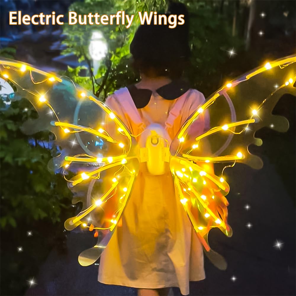 VATOS Electric Fairy Butterfly Wings with LED Lights - Perfect Party Accessory for Girls Women with Moving Butterfly Wings