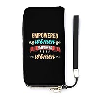 Feminist Empowered Women Wristlet Wallet Leather Long Card Holder Purse Slim Clutch Handbag for Women