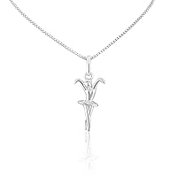 Sterling Silver Womens Medium Dancing Young Girl Ballerina Dancer Charm Necklace