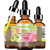 Japanese ORGANIC CAMELLIA Seed Oil 100% Pure Natural Undiluted Refined Cold Pressed Carrier Oil for Face Hair Skin Nails 2 Fl. oz 60 ml by Botanical Beauty