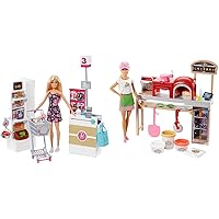 Barbie Muñeca Vamos Al Supermercado, Accesorios Muñeca, Regalo para Niñas Y Niños 3 9 Años, Color/Modelo Surtido + Quiero Ser Pizza Chef, Muñeca Y Accesorios De Juguete, Color/Modelo Surtido