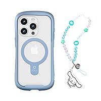 iFace Tempered Glass Case for iPhone 15 Pro (Compatible with MagSafe) + Cinnamoroll Beaded Phone Strap