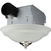 Decorative Round 70 CFM Bathroom Ceiling Ventilation & Exhaust Fan with Light and Glass Globe, Quiet 2.0 Sones Bath Fan