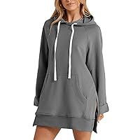 The Warmy Oversized Hoodie Dress, First Ones Oversized Hoodies, Women's Casual Pullover Long Sleeve Split Hem