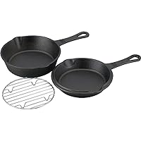 HR-7967 Iron Skillet Camping Heavy Combo Set, 5.9 inches (15 cm), Induction Compatible, Smoking Net Included