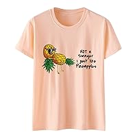 Sexy Tops for Women Date Night Curvy Women's Handstand Pineapple Fun Pattern Printed Short Sleeve T Shirt Summ