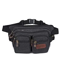 Multi-functional Outdoor Waist Pack Sports Cycling Single Shoulder Canvas Crossbody Portable (Color : Black, Size : 23 * 12 * 13CM)