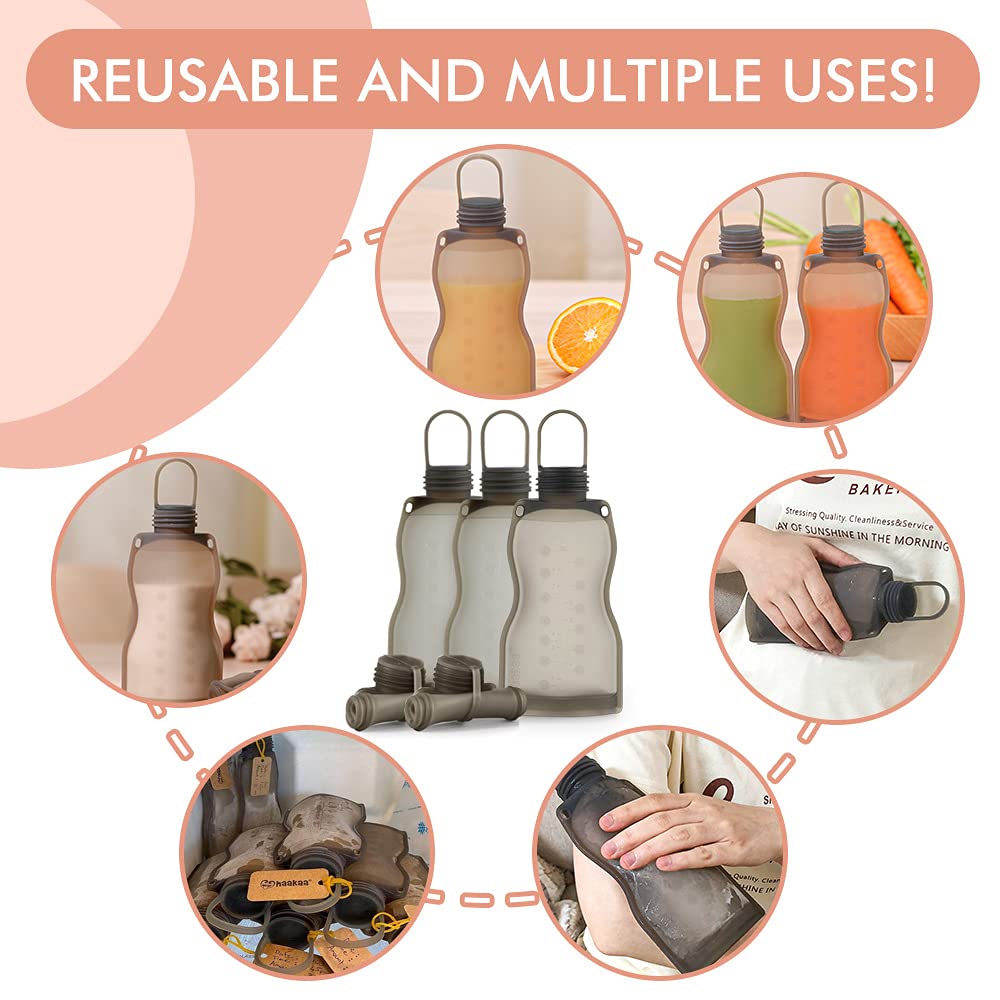 haakaa Manual Breast Pump 150ml/5oz & Reusable Breastmilk Storage Bag 5pk Set Breastfeeding Essentials