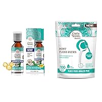 GuruNanda Coconut Oil Pulling with Essential Oils, Vitamins, and 100 Mint Dental Floss Picks for Teeth Whitening, Gum Health, and Fresh Breath
