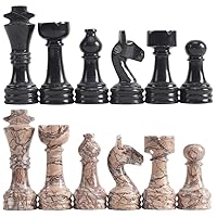 Radicaln Marble Chess Pieces Black & Marinara 3.5 Inch King Figures Handmade 32 Chess Figures - Suitable for 16-20 Inch Chess Game - Board Games