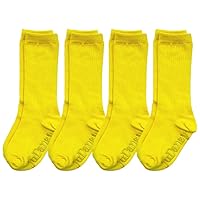 juDanzy 4 Pack of Mid-Calf Ribbed Socks with Anti-Slip Grips for School Uniform, Soccer, Sports, AFO