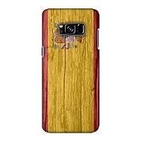 AMZER Slim Fit Handcrafted Designer Printed Snap On Hard Shell Case Back Cover for Samsung Galaxy S8 - Spain Flag- Wood Texture HD Color, Ultra Light Back Case