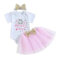 My First 4th of July Baby Girl Outfit Short Sleeve Romper Tutu Skirt Set Headband Newborn Summer Clothes