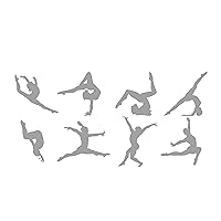 Gymnastics Poses Sticker Pack - Cute Stickers - Gymnastics Gifts for Girls - Water Bottle Stickers- Car Sticker - Laptop Stickers - Stickers for Party Bags (18cm x 9cm Sheet, Silver)