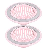 Plastic Household Kitchen Round Basin Sink Residue Stopper Strainer 2pcs Pink